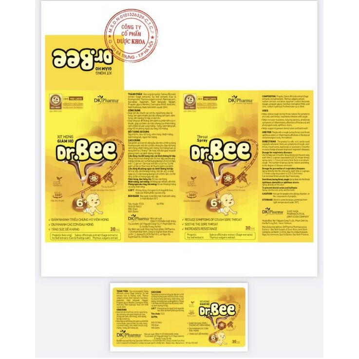 Polikid | Xịt họng Keo Ong - Dr. Bee ® - Dịu ho, sát khuẩn hầu họng