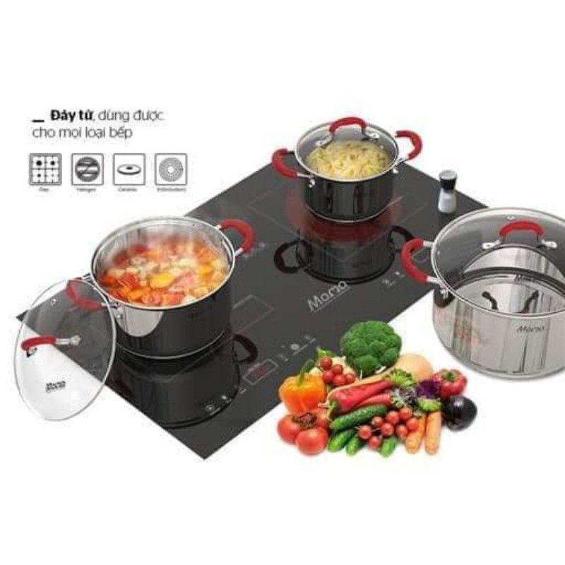 BỘ NỒI INOX 5 ĐÁY SUNHOUSE MAMA SHG2503MSD Hàng chính hãng 100%