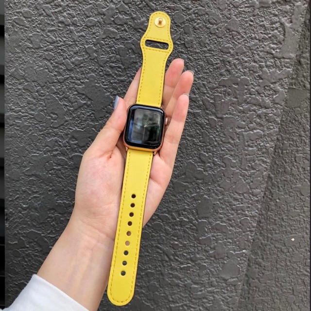 Dây da pu màu vàng cực đẹp dành cho applewatch