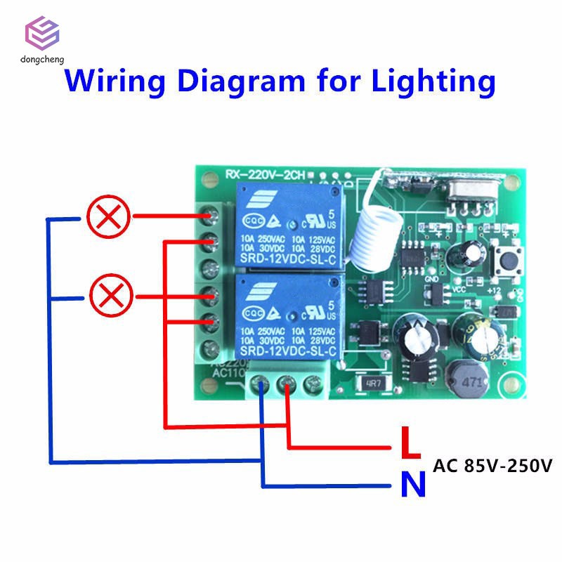 Mô đun nhận rơ le điều khiển từ xa không dây 433mhz 220V 2CH tiện dụng