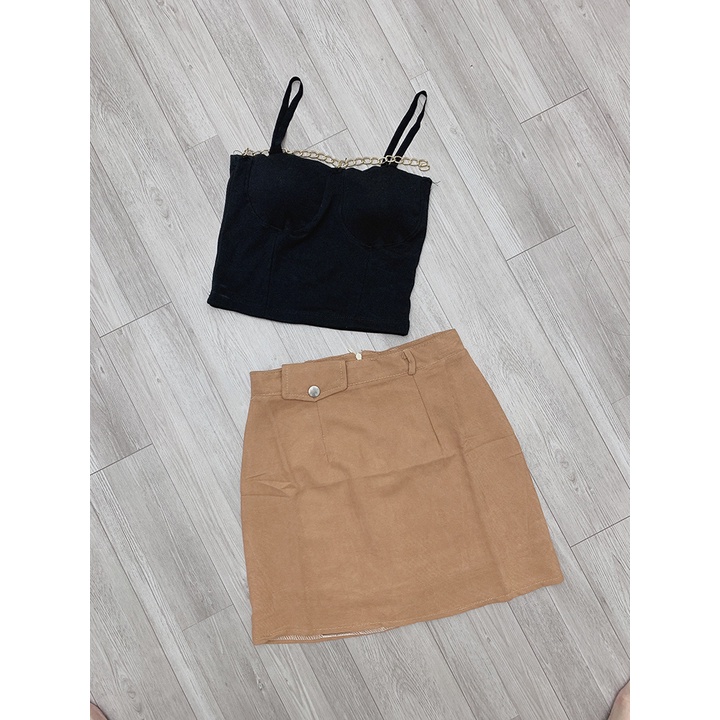 Chân váy dạ chữ A dáng ngắn co dãn nhự có quần trong MS83