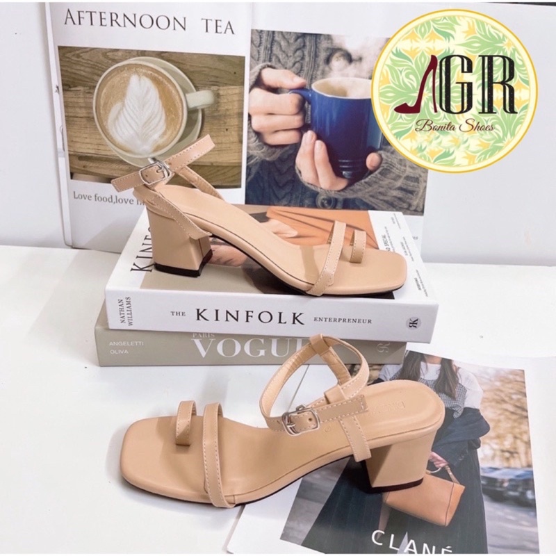 Sandal xỏ ngón quai ngang hh gót vuông 6p