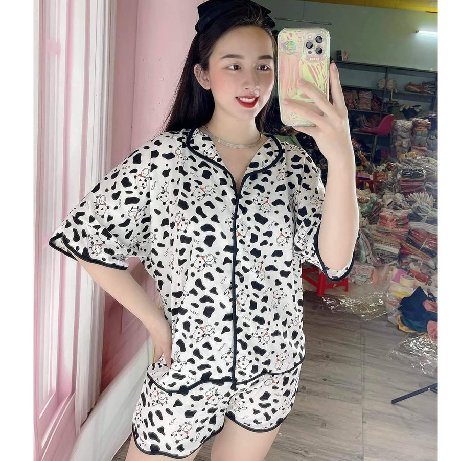 ĐỒ BỘ PIJAMA BÒ SỮA CỌC TAY LỤA MANGO ( NHIỀU MÀU )