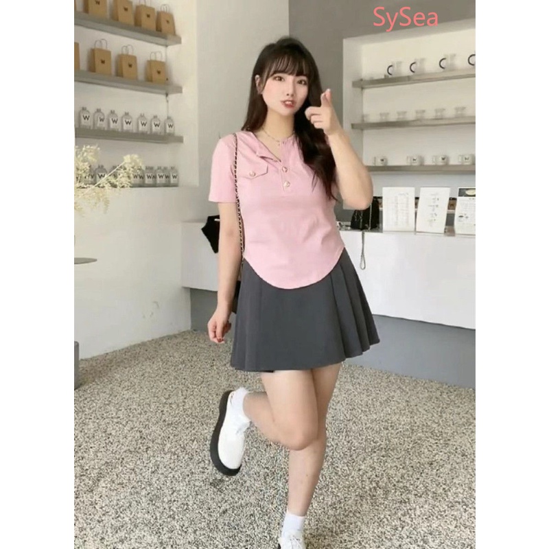 Áo Thun Màu Trơn Cỡ Lớn Thời Trang Mùa Hè Quyến Rũ Cho Nữ