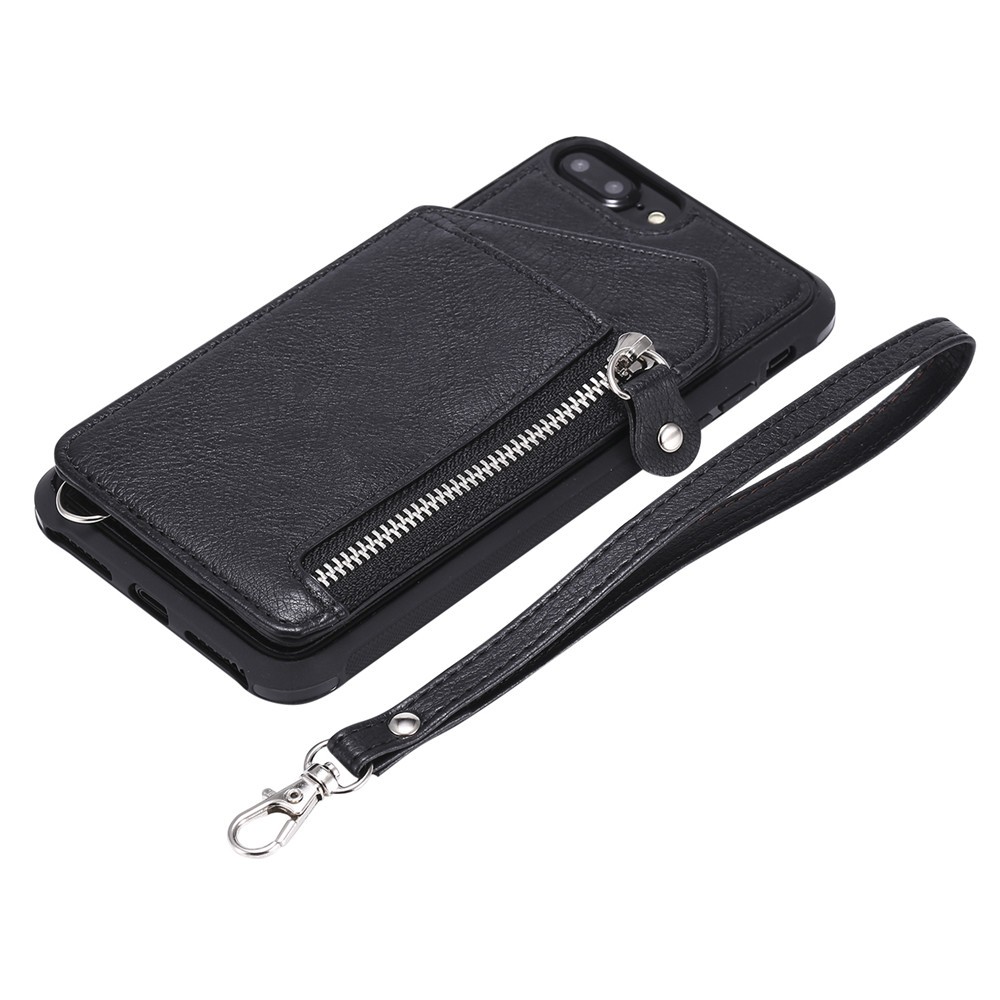 Ốp điện thoại da dạng ví có ngăn đựng thẻ kèm khóa kéo cho iPhone 7/8/6/6S 7 Plus 8 Plus 6 Plus