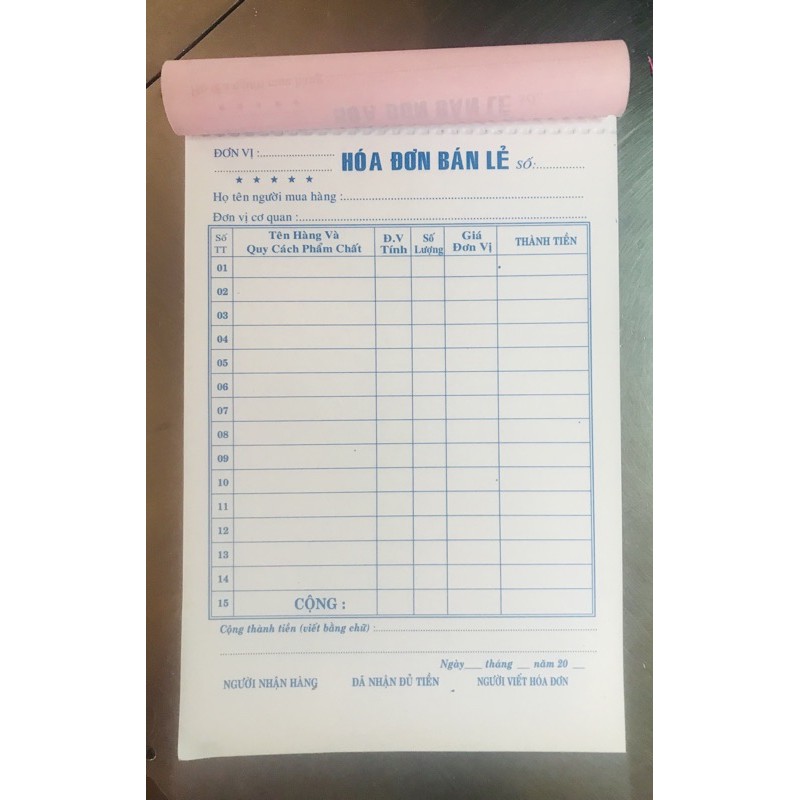 Sổ hoá đơn 2liên (bán lẻ với giá sỉ)