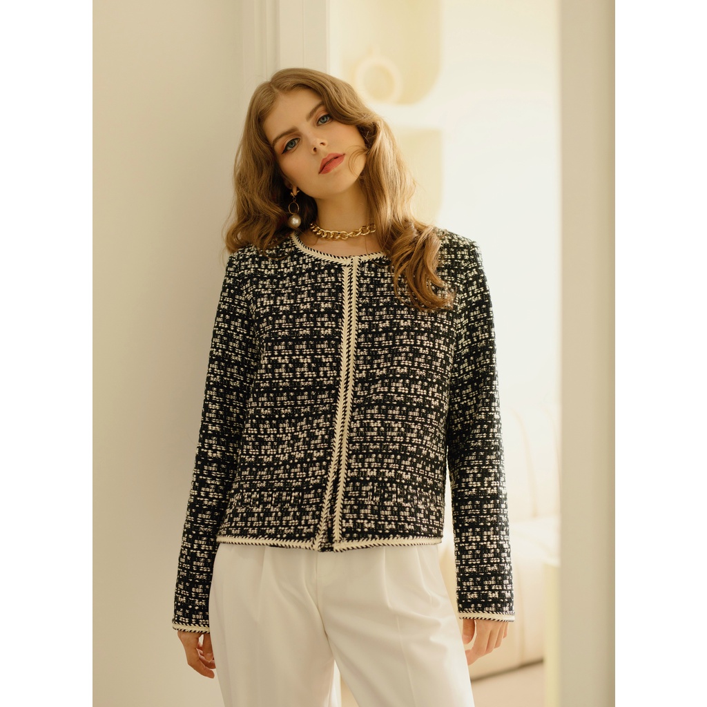 NUDIEYE - Áo khoác tweed đen Riri Tweed Jacket