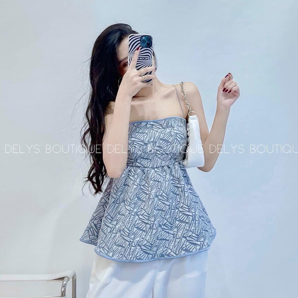 Áo 2 dây có mút ngực Delys áo 2 dây lụa gấm 3D