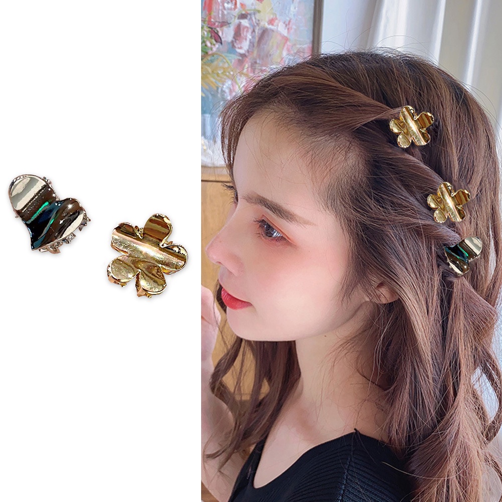 Kẹp Tóc Kim Loại Mini Hình Hoa/Trái Tim Dễ Thương Thời Trang Dự Tiệc