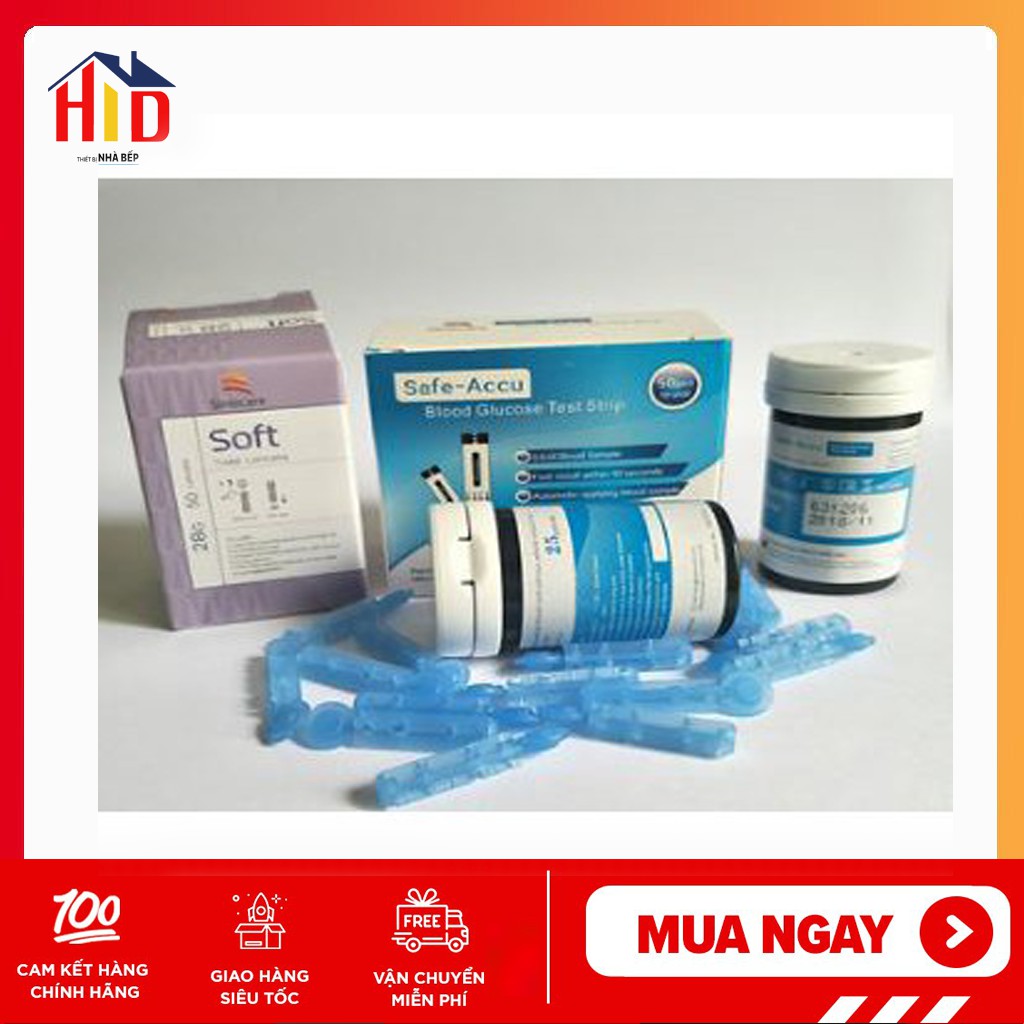 Combo 50 que thử + 50 kim chích máu Safe - Accu Sinocare Đức