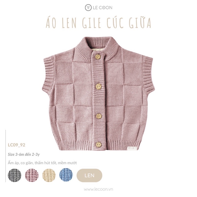 Le coon LC0992 áo gile len cúc giữa cho bé