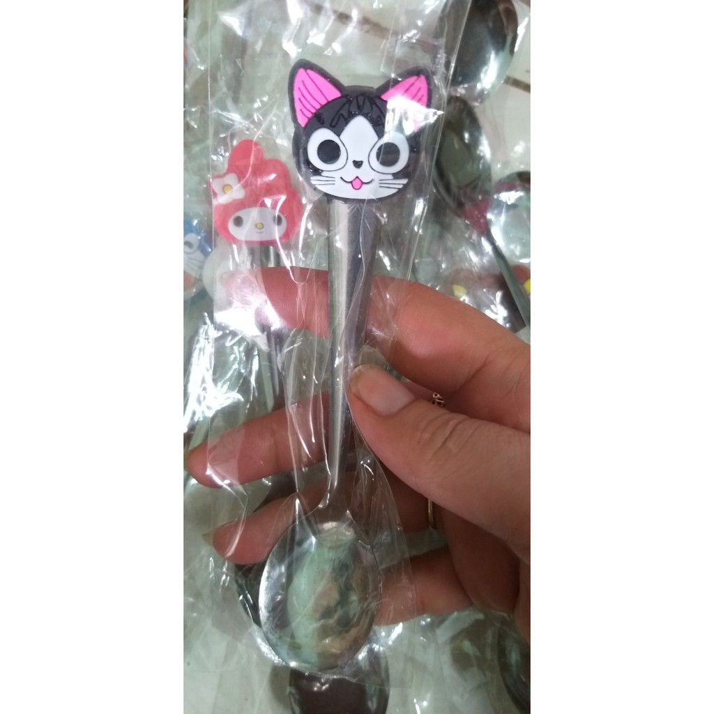 Muỗng inox phối họa tiết hoạt hình dễ thương cute