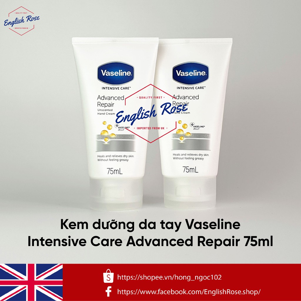 Kem dưỡng phục hồi da tay và móng chuyên sâu Vaseline Intensive Care 75ml