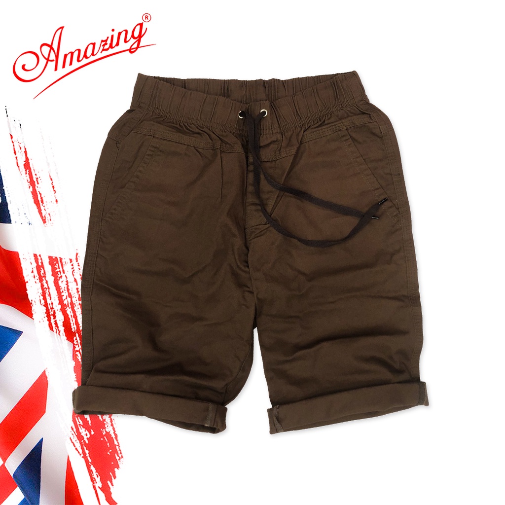 Quần short Amazing, kaki lưng thun dây rút, phong cách thể thao unisex, vải co giãn nhẹ