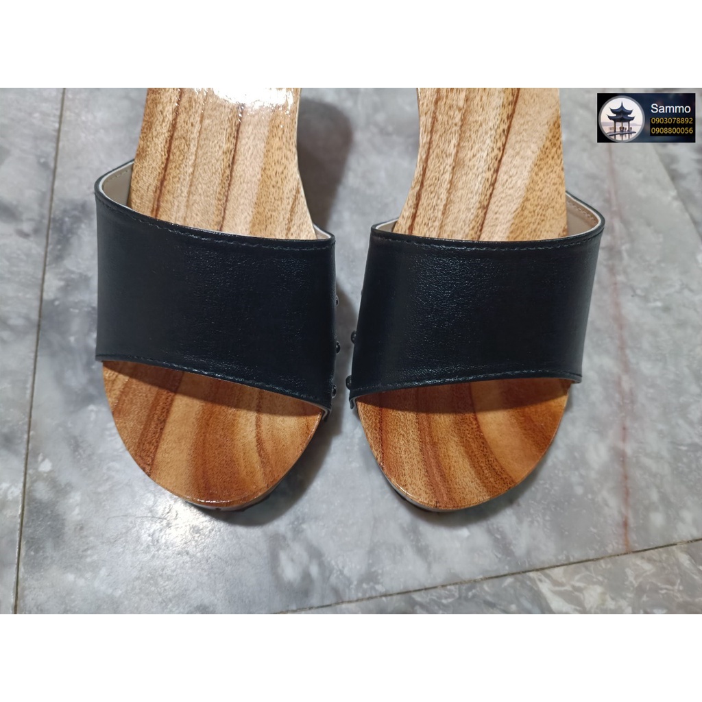 Guốc Gỗ Guốc Mộc Đế Kiểu Cao 7 Phân Quai Nhung