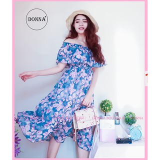 Đầm maxi trễ vai hoa Donna