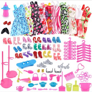 Bộ Phụ Kiện 98 chi tiết + 10 Váy Ngắn Xinh Xắn Cho Búp Bê