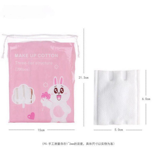 Bông Tẩy Trang 3 Lớp Hàn Quốc Line Friends 200 Miếng Gấu Thỏ Vịt 100% Cotton Cao Cấp (HOT)