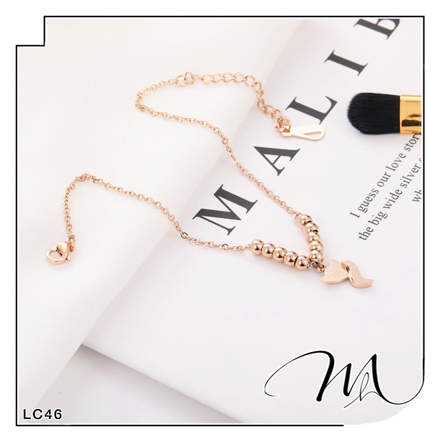 Lắc chân nữ Titan không gỉ hồ ly phun cát phối bi xinh xắn - Măng's House LC46