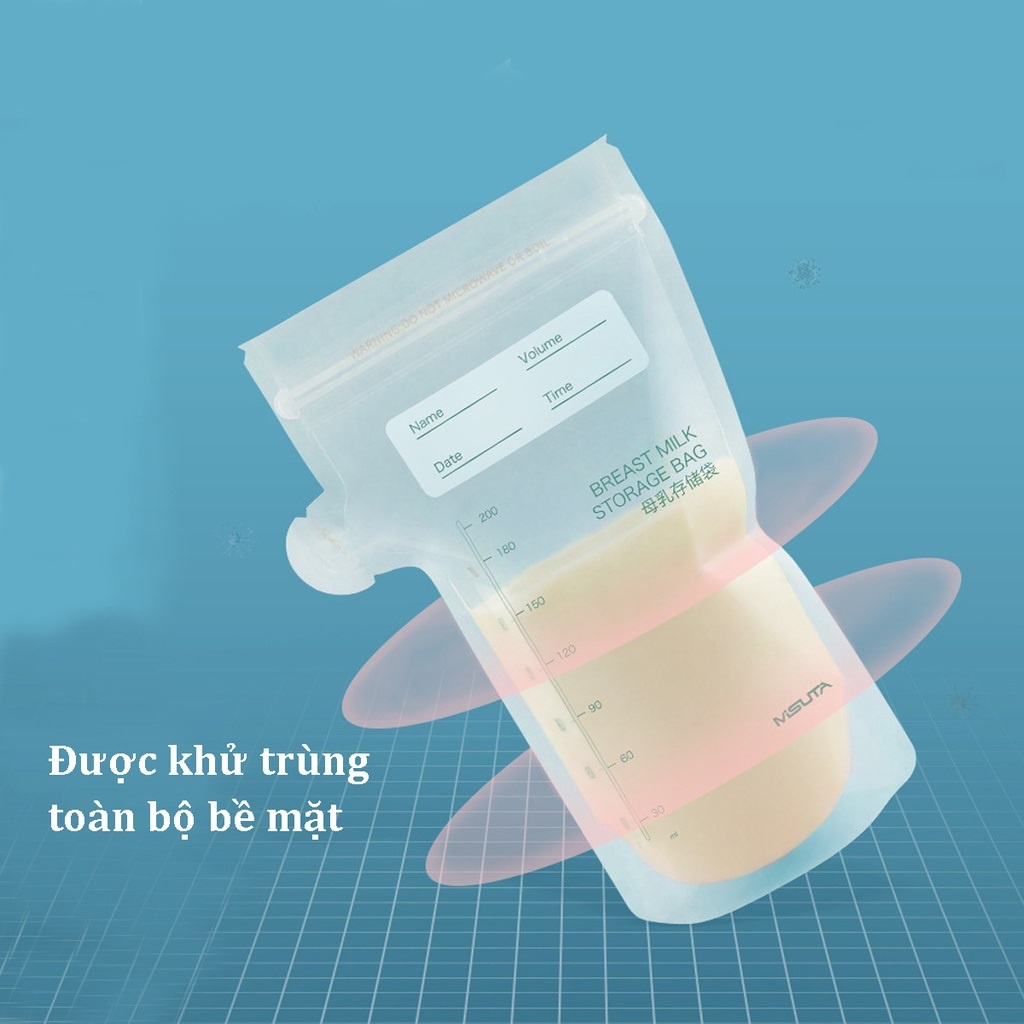 Túi trữ sữa Misuta chính hãng an toàn tiện lợi với dung tích 150ml 200ml hộp 30 túi, bảo quản sữa mẹ cho bé