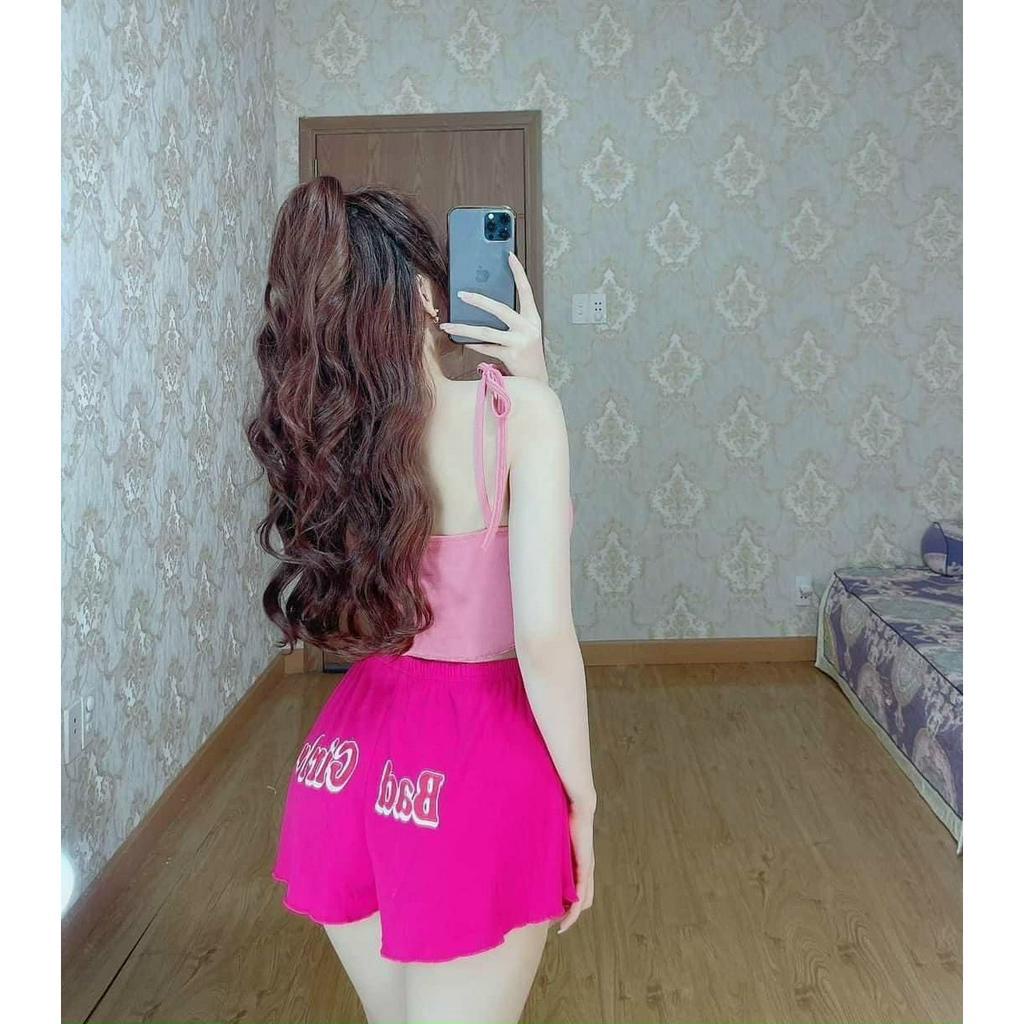 Sét bad girl lisa phối màu mới , áo 2 dây phối quần đùi cực hot , chất thun gân dày dặn