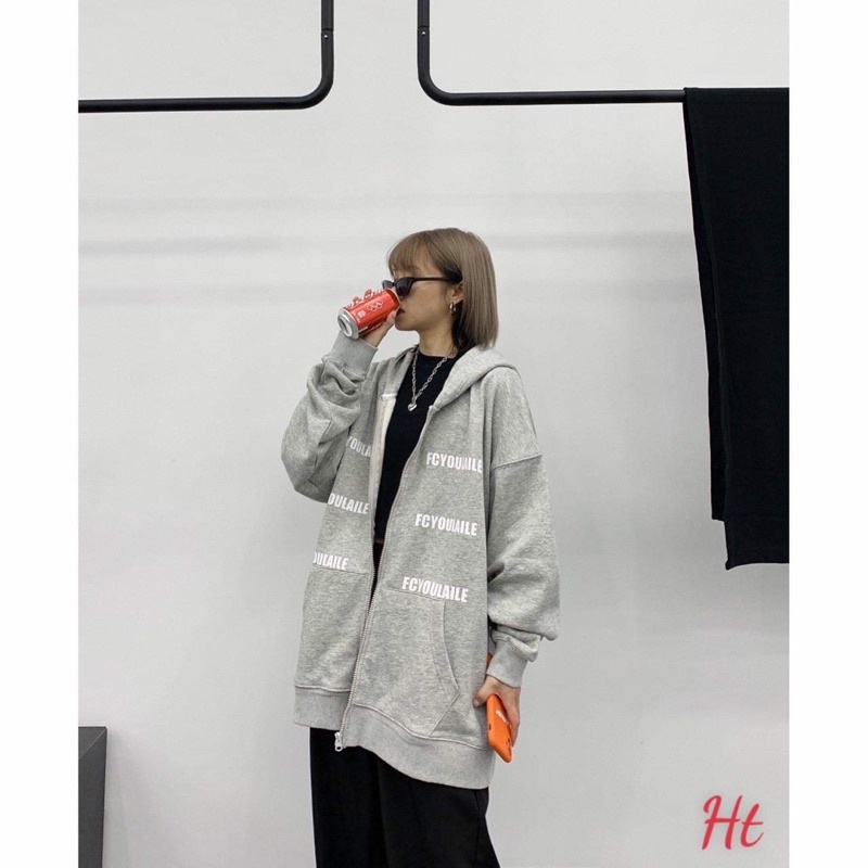 ÁO KHOÁ NỈ COTTON BA HÀNG CHỮ HT12