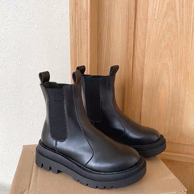 (Order) Boots da trơn đế cao cổ chun Hàn Quốc (ảnh thật +video)