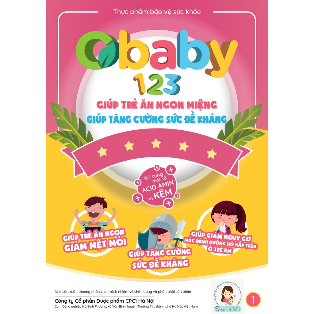 Siro uống Obaby và Obaby 123 - Hỗ trợ bé tăng đề kháng, ngủ ngon, ăn ngon