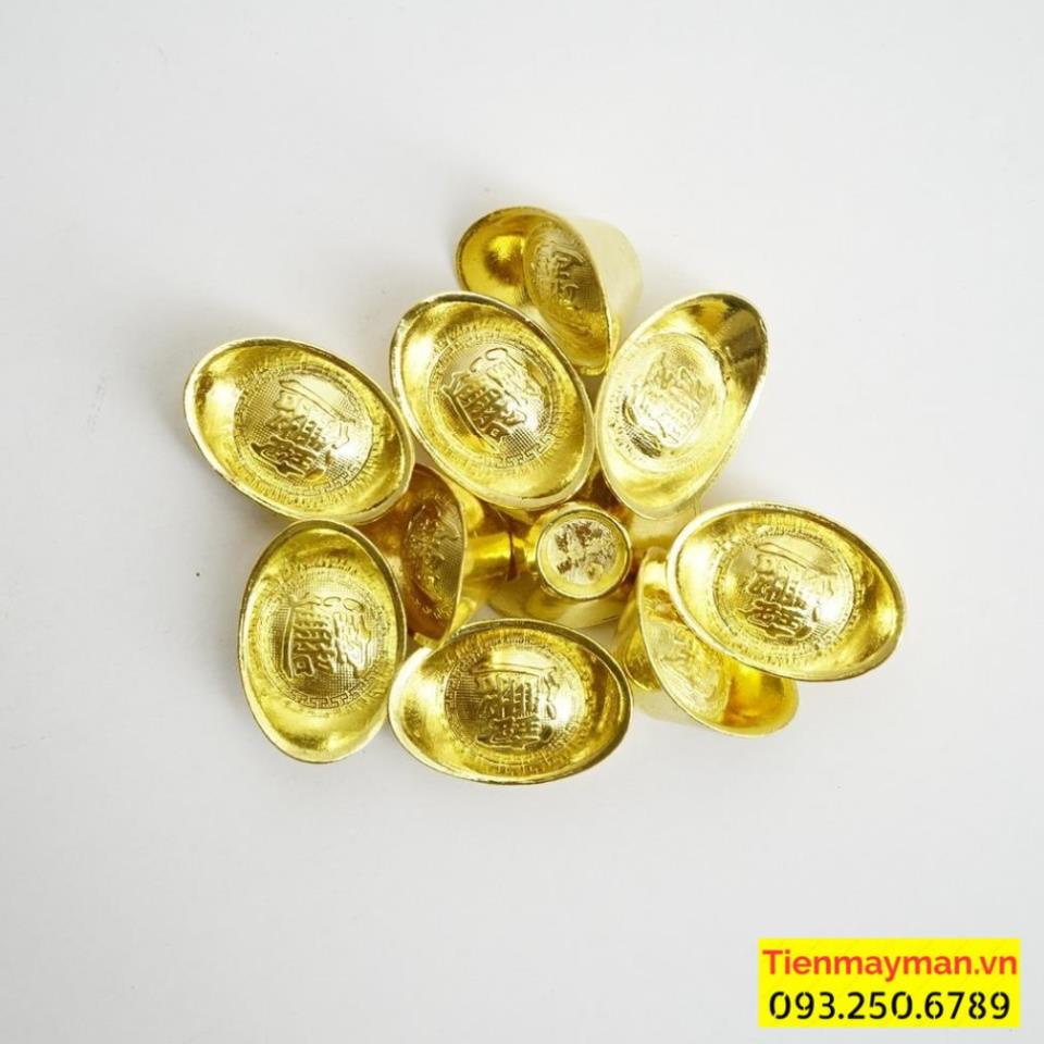Thỏi vàng Kim nguyên bảo bằng đồng mạ vàng tài lộc giàu có - đặt bàn thờ Thần Tài