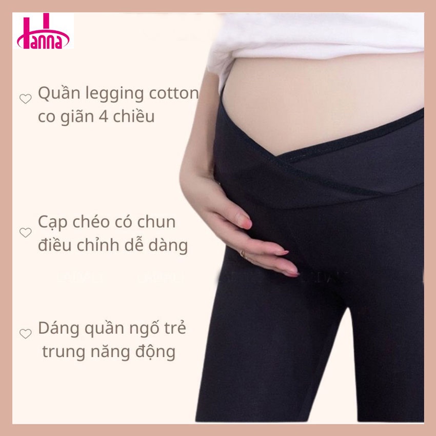 [Size 40 đến 80kg] Quần bầu legging lửng vải thun cotton cao cấp loại 1 co dãn thoải mái mềm mịn dày vừa phải không xù