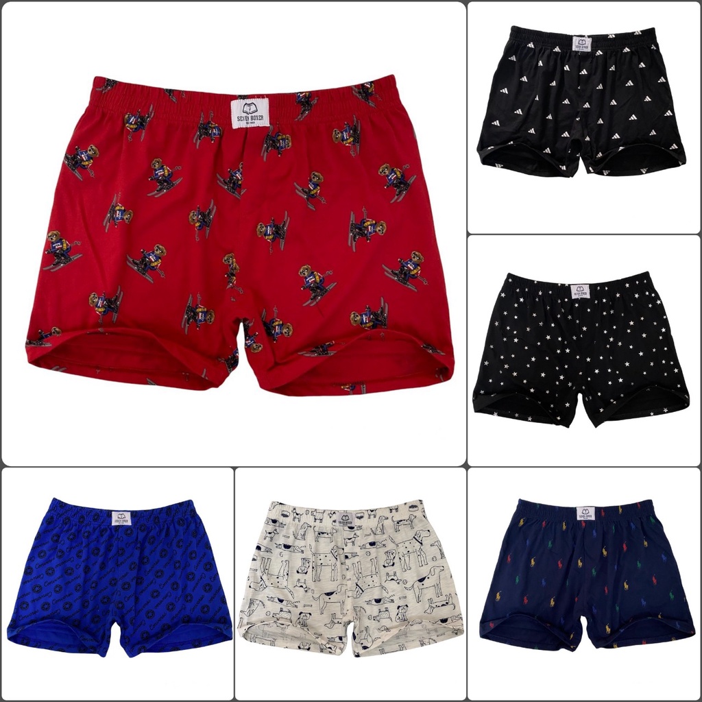Quần đùi nam thun cotton, quần ngủ nam họa tiết 40-->90kg