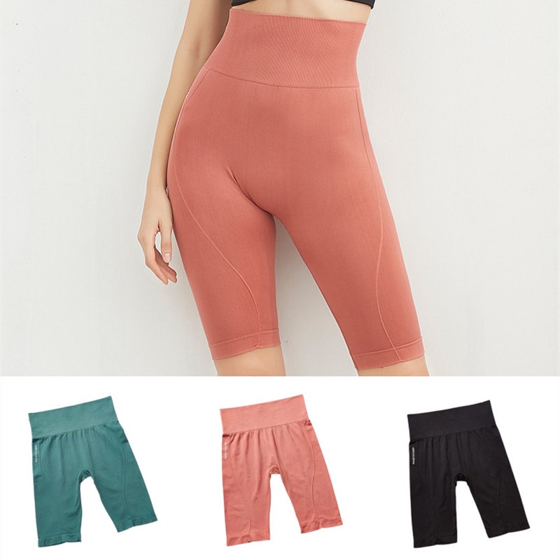 Quần Legging Thể Thao Lưng Cao Năm Điểm Mềm Mại Thoáng Khí Co Giãn Không Đường May Cho Nữ