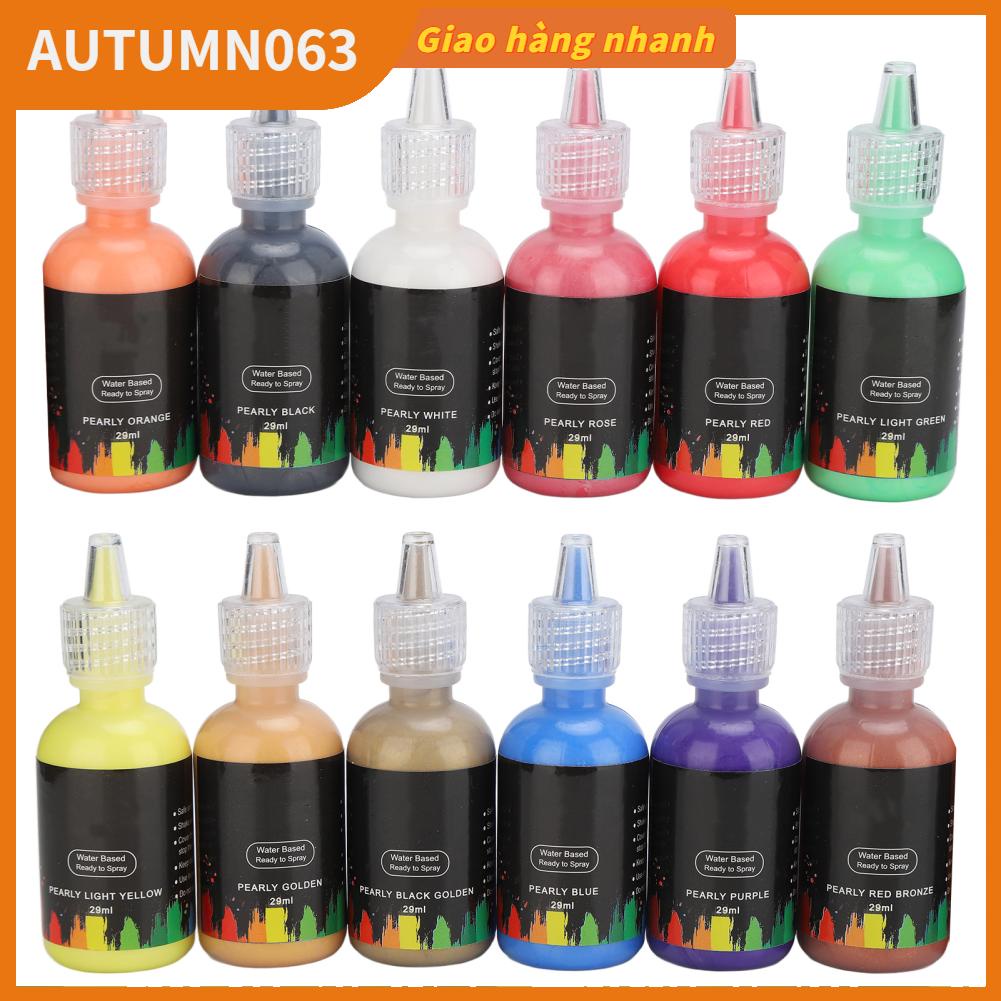 12 màu Sơn Ngọc trai Lustre Tự làm nước cho quần áo Xe hơi Đồ trang trí tường bằng da Thủ công mỹ nghệ Autumn063
