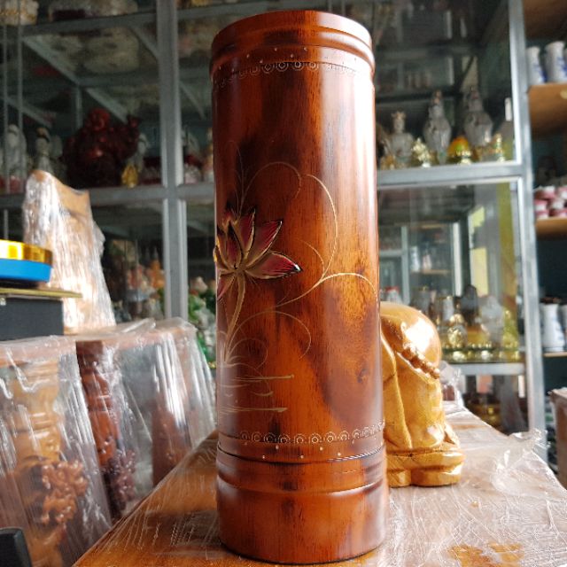 Ống nhang gỗ tràm bông vàng cao 32 cm