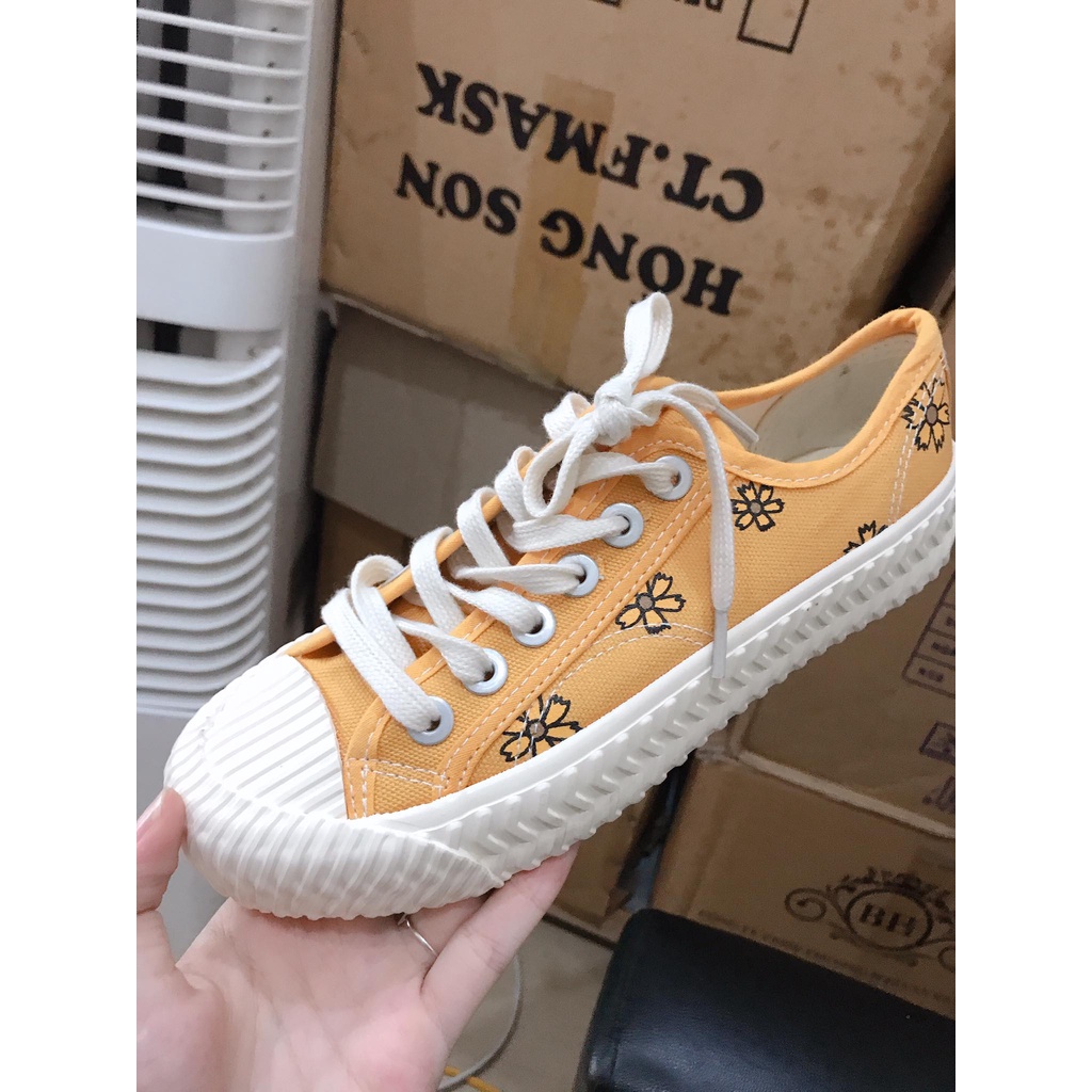 Giày sneaker đế bằng - dày 3cm họa tiết Hoa