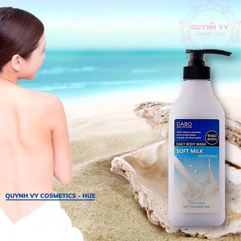 Sữa Tắm Trắng Da Dabo Hàn Quốc, Sữa tắm trắng da cao cấp DABO Whitening Soft Milk 750ml, Quynh Vy Cosmetics - Hue