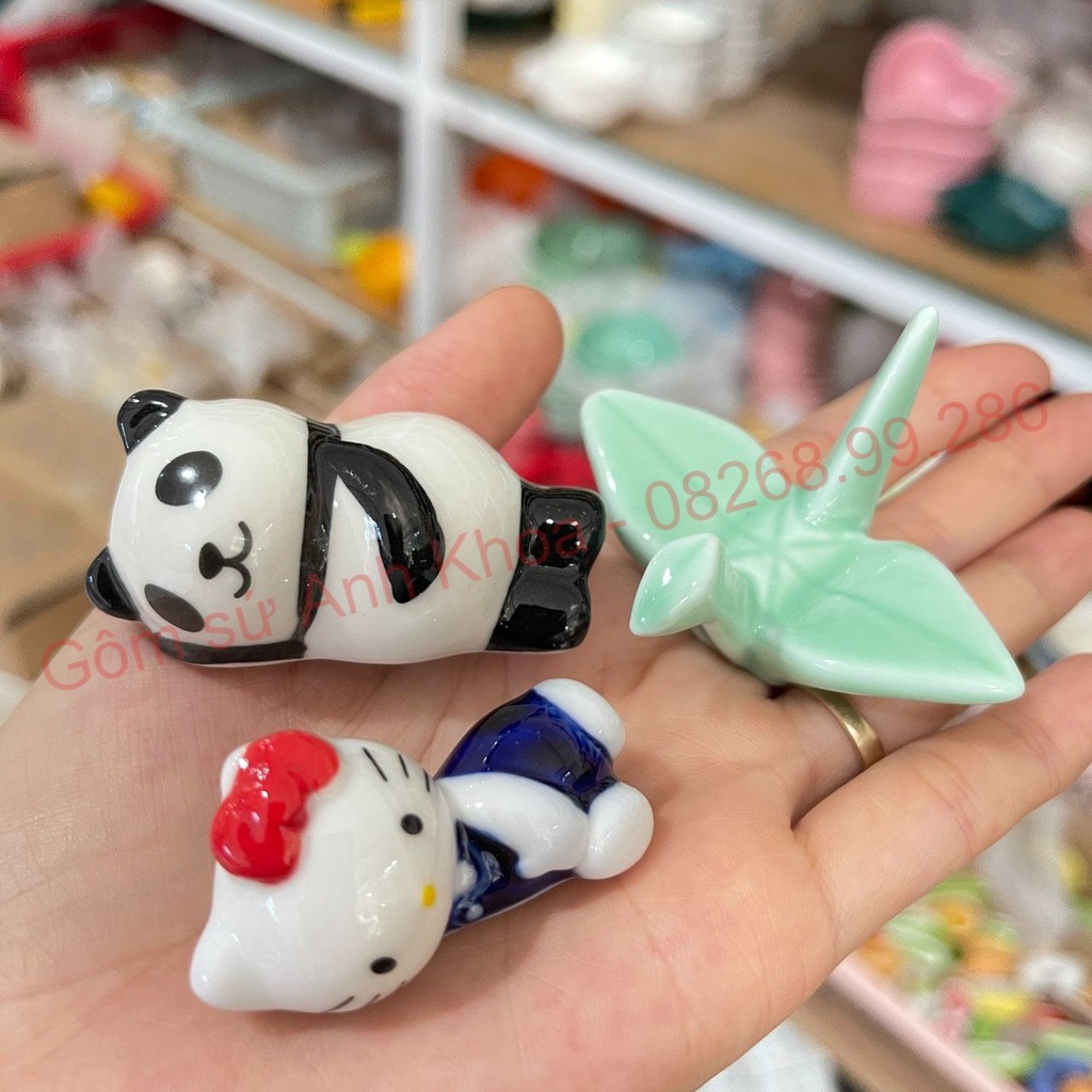 Gác đũa sứ, kê đũa hình thù ngộ nghĩnh đáng yêu - Chất sứ cao cấp, men màu decor trang trí bàn ăn siêu đẹp