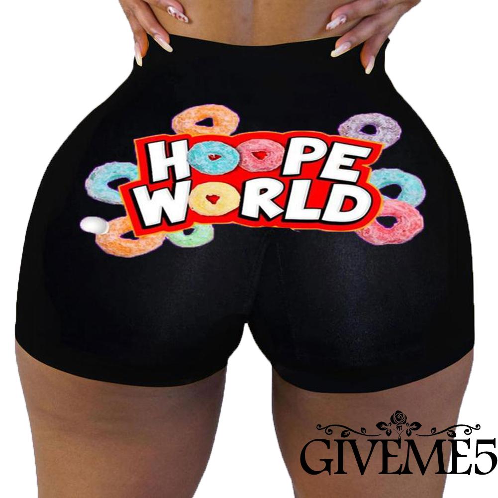 Quần short thể thao nữ cạp cao in họa tiết sành điệu thời trang
