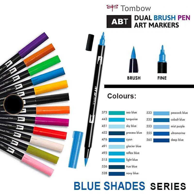 Bút cọ Tombow Dual Brush pen Blue Shades