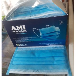 Hộp 50 chiếc khẩu trang y tế 4 lớp kháng khuẩn  Ami màu xanh