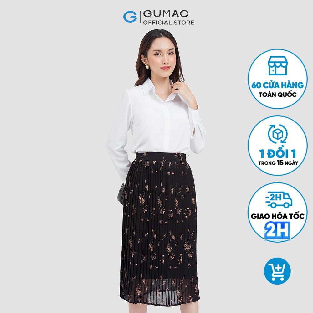 Váy dập ly họa tiết VC06045 thời trang GUMAC