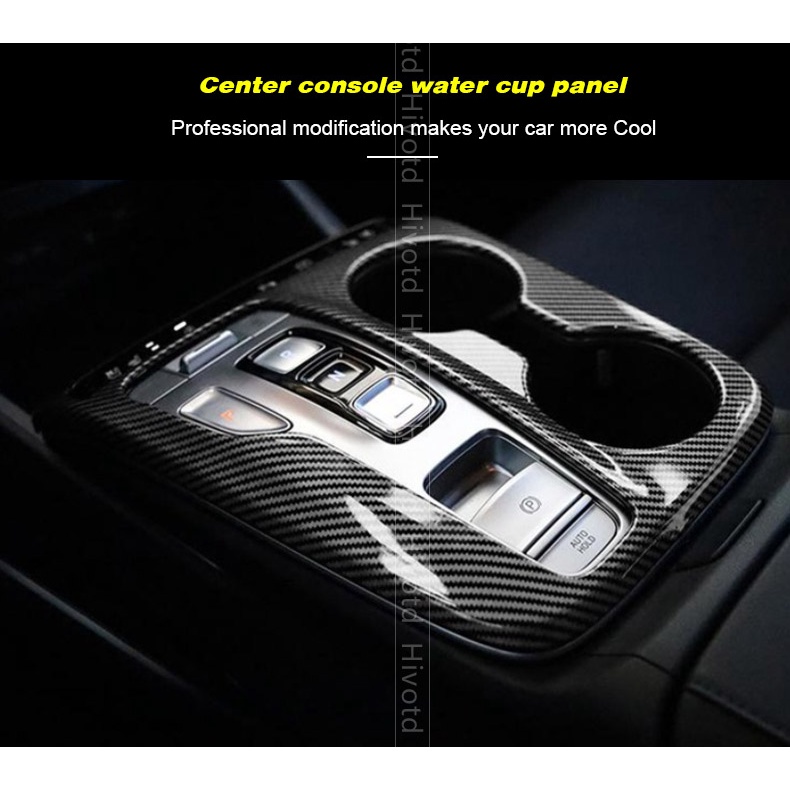 Khung Viền Bảng Điều Khiển Khay Đựng Cốc Nước Bằng Sợi Carbon Cho Hyundai Tucson 2021 NX4