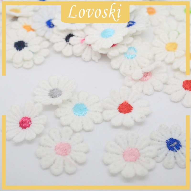 Set 50 Miếng Dán Trang Trí Quần Áo Hình Hoa Cúc Thêu Xinh Xắn