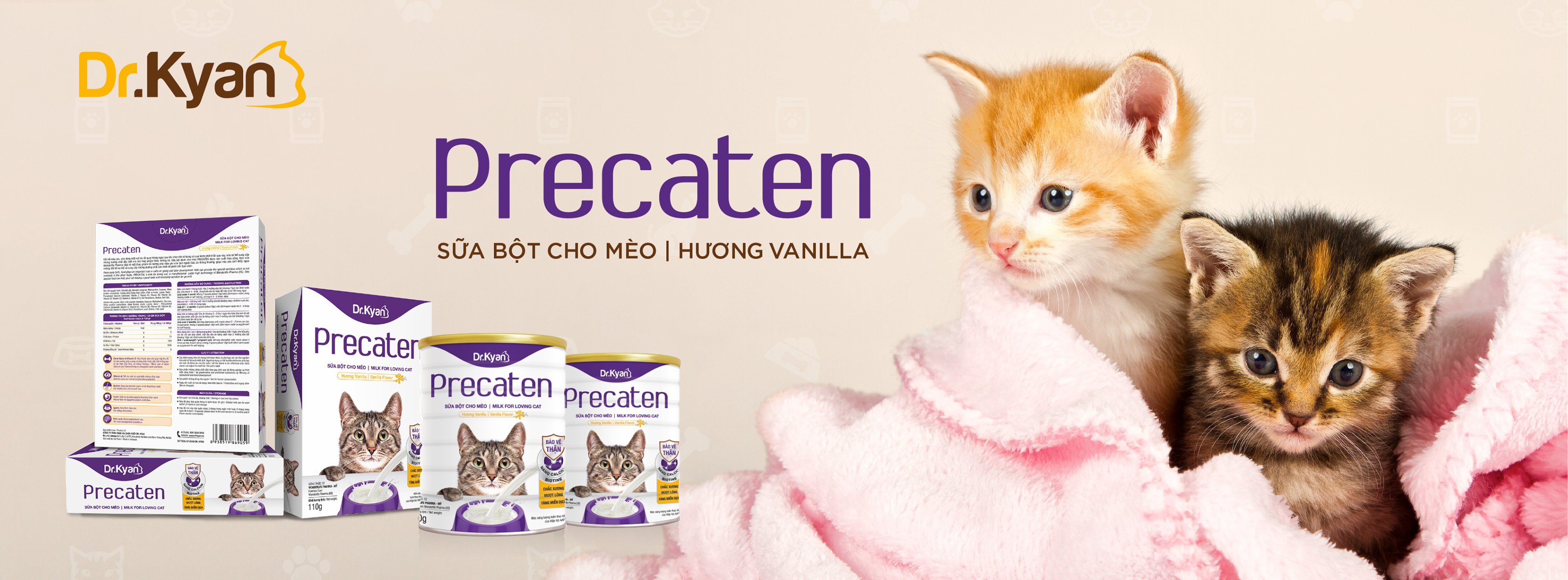 [ Chính Hãng ] Sữa Bột Cao Cấp Dr.kyan precaten cho Mèo hương Vanilla ( Hộp 400g )