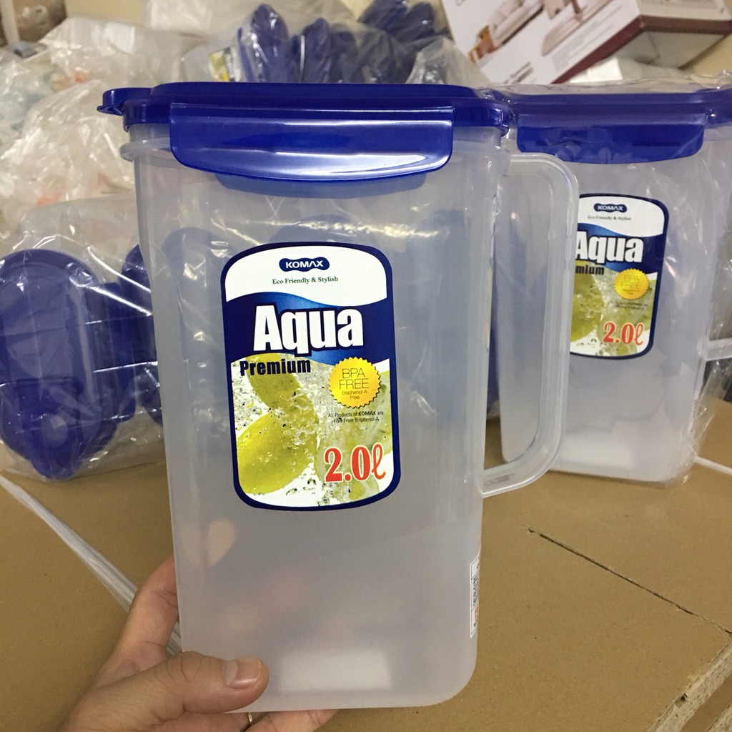 Bình Nước Nhựa Rỗng Aqua Komax Hàn Quốc loại 2L, 1,3L chịu nhiệt độ từ -20 độ C đến 95 độ C