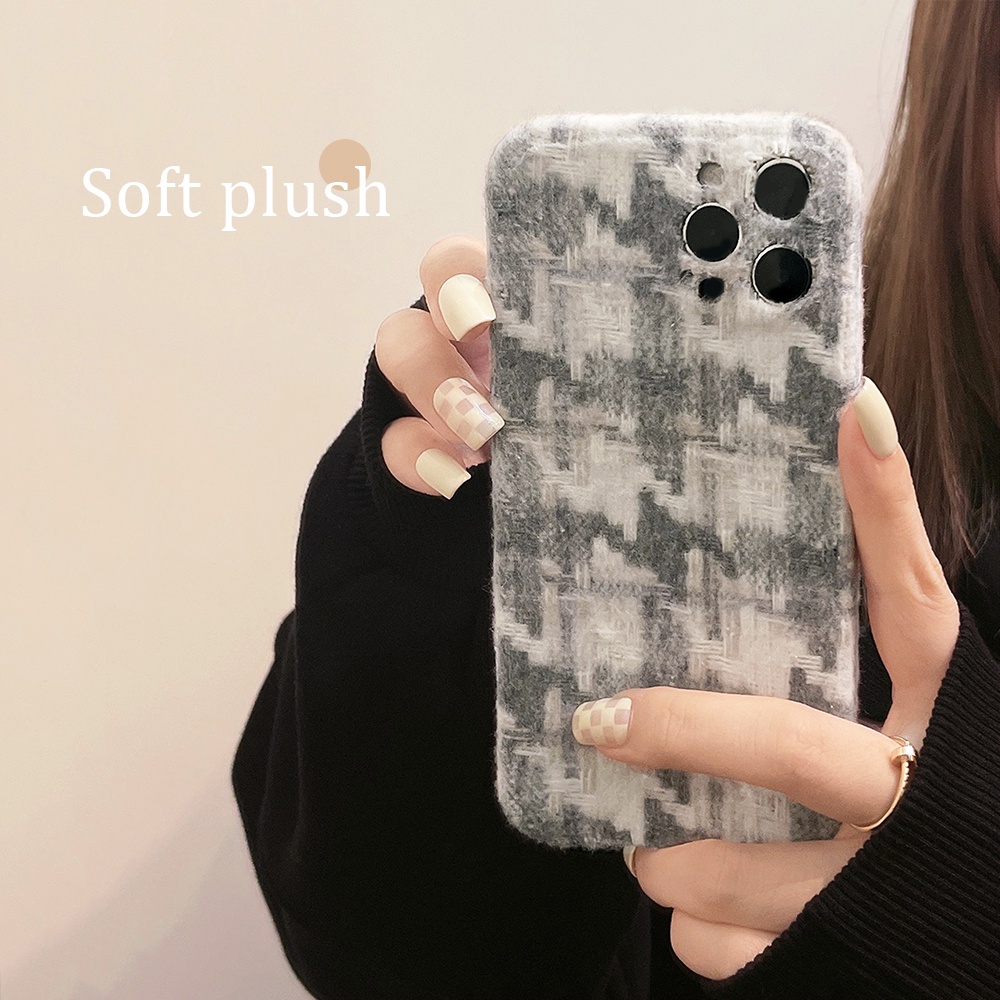 Ốp điện thoại mềm họa tiết houndstooth thời trang cho iphone 13 Pro Max 11 12 Pro Max X XR XS Max 7 8 plus 7G 8G