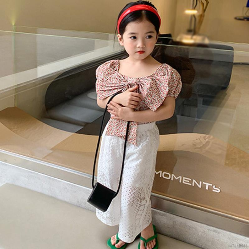 Áo tay phồng họa tiết hoa nhí phong cách Hàn Quốc đáng yêu cho bé gái