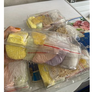 Sét bột làm bánh trôi ngũ sắc bột + đường + vừng + dừa +đậu xanh đã sên