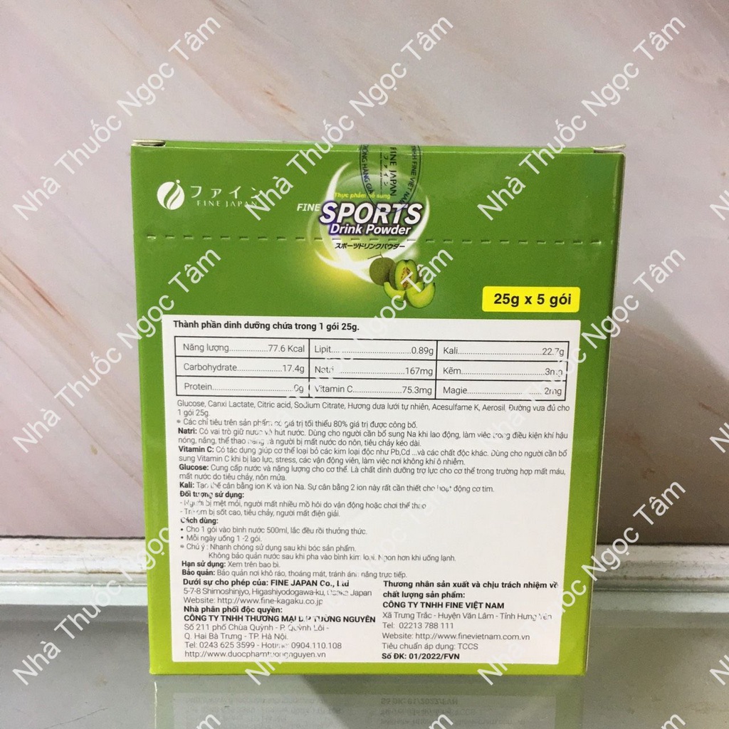 Fine Sport Drink Powder Nước Uống Bù Điện Giải Nhật vị dưa gang