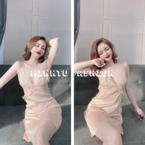 Váy Ngủ Sexy, Đầm Ngủ 2 Dây, Có Tăng Đơ, Phối Ren Chất Lụa Satin Phối Ren ( Kèm Quần ), Hàng May Kỹ Form Chuẩn Size Dưới | BigBuy360 - bigbuy360.vn